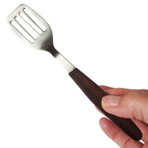 MCM Mini Stainless Steel Slotted Spatula with Wooden Handle. Made In Denmark.